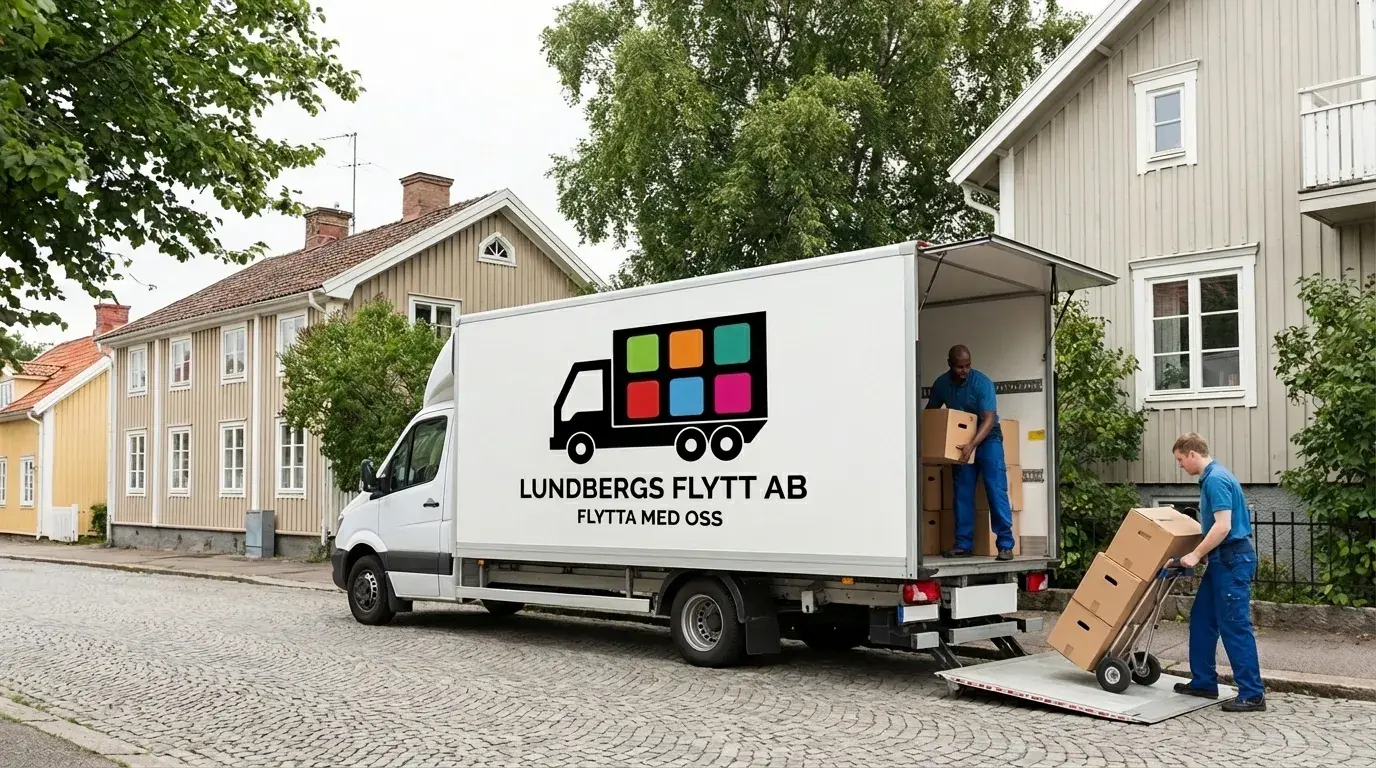 Lundbergs Flytt-team lastar flyttkartonger på lastbil